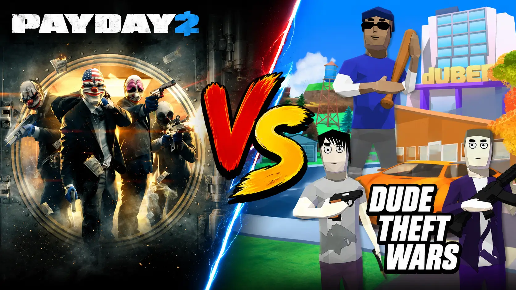 Payday 2 vs Dude Theft Wars Mod APK Compared